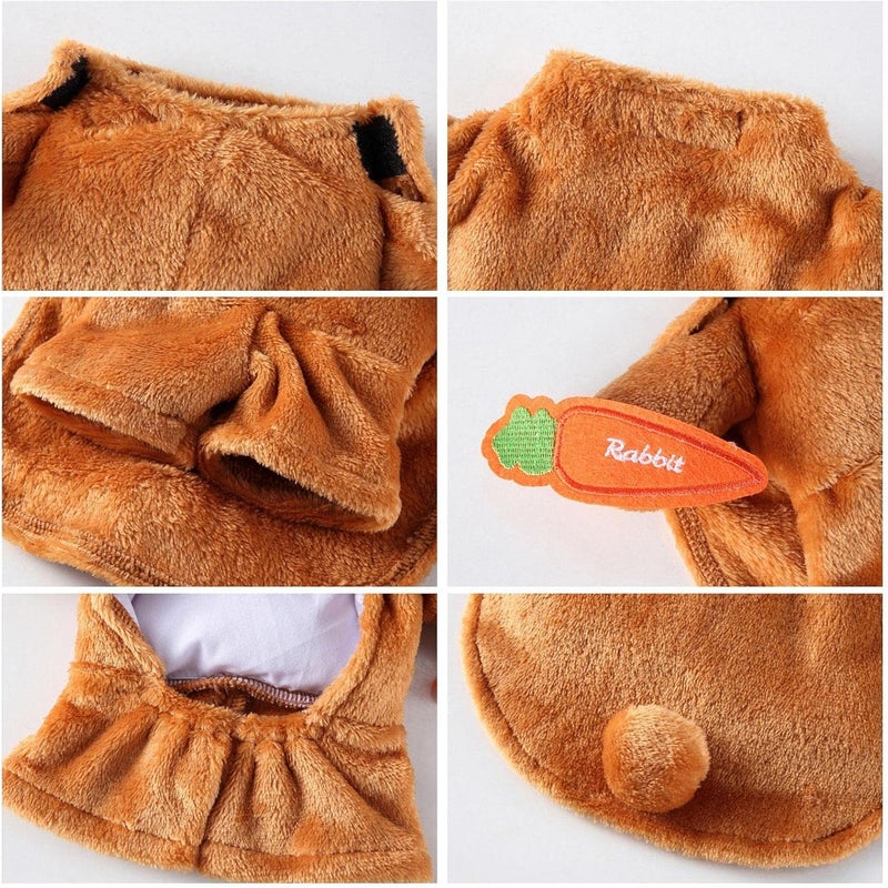woobles 4 Pcs Pet Cosplay Dress | Pet Cosplay Costume Dress | Puppy Dog Cat Warm Brown Rabbit Pirate Dress Outfits Animal Autumn Winter Clothes - Image 5
